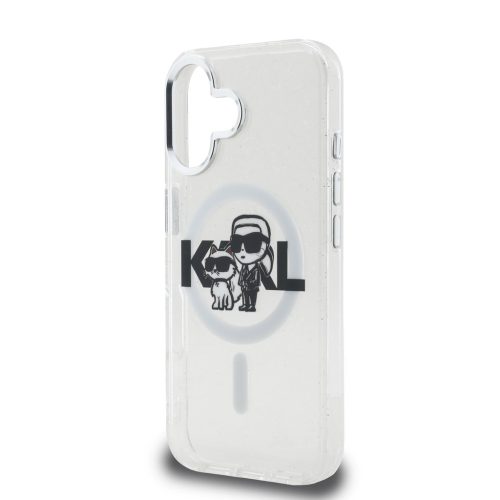 Karl Lagerfeld IML Glitter Karl and Choupette Sketch MagSafe tok, iPhone 16 Transparent