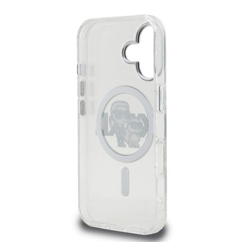 Karl Lagerfeld IML Glitter Karl and Choupette Sketch MagSafe tok, iPhone 16 Transparent