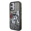 Karl Lagerfeld Liquid Glitter Scattered Choupette iPhone 16 tok – fekete