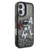 Karl Lagerfeld Liquid Glitter Scattered Choupette iPhone 16 tok – fekete