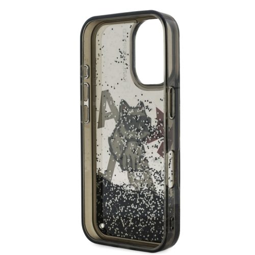 Karl Lagerfeld Liquid Glitter Scattered Choupette iPhone 16 tok – fekete