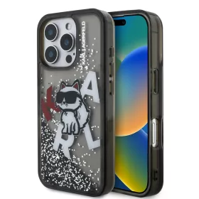   Karl Lagerfeld Liquid Glitter Scattered Choupette iPhone 16 Pro Max tok – fekete