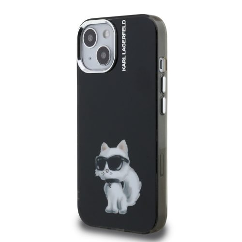 Karl Lagerfeld IML Aquarelle Choupette tok, iPhone 16 Pro - fekete