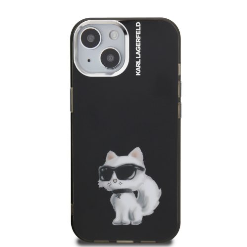 Karl Lagerfeld IML Aquarelle Choupette tok, iPhone 16 Pro - fekete