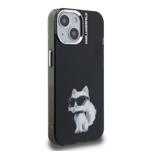 Karl Lagerfeld IML Aquarelle Choupette tok, iPhone 16 Pro - fekete