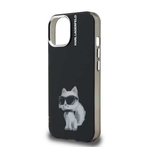 Karl Lagerfeld IML Aquarelle Choupette tok, iPhone 16 Pro - fekete