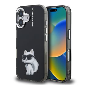   Karl Lagerfeld IML Aquarelle Choupette tok, iPhone 16 - fekete