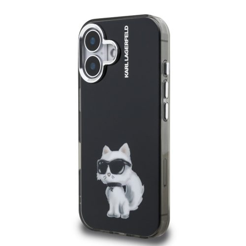 Karl Lagerfeld IML Aquarelle Choupette tok, iPhone 16 - fekete