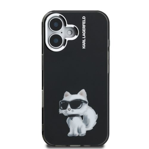 Karl Lagerfeld IML Aquarelle Choupette tok, iPhone 16 - fekete