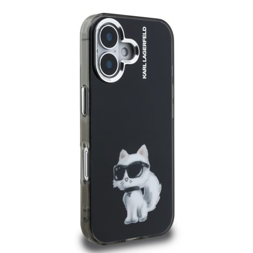 Karl Lagerfeld IML Aquarelle Choupette tok, iPhone 16 - fekete