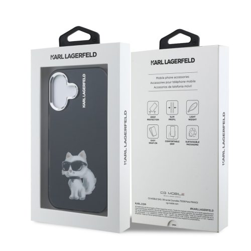 Karl Lagerfeld IML Aquarelle Choupette tok, iPhone 16 - fekete