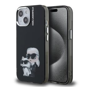   Karl Lagerfeld IML Aquarelle Karl and Choupette tok, iPhone 16 Pro - fekete