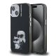 Karl Lagerfeld IML Aquarelle Karl and Choupette tok, iPhone 16 Pro - fekete