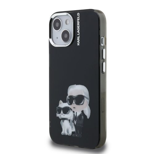 Karl Lagerfeld IML Aquarelle Karl and Choupette tok, iPhone 16 Pro - fekete