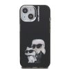 Karl Lagerfeld IML Aquarelle Karl and Choupette tok, iPhone 16 Pro - fekete