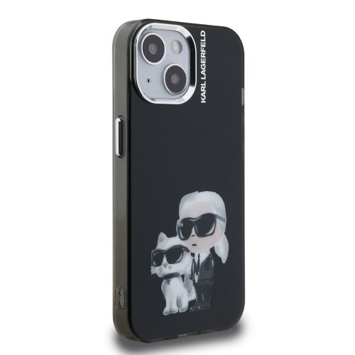 Karl Lagerfeld IML Aquarelle Karl and Choupette tok, iPhone 16 Pro - fekete