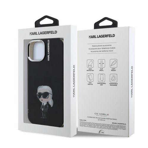Karl Lagerfeld IML Aquarelle Karl tok, iPhone 16 Pro - fekete