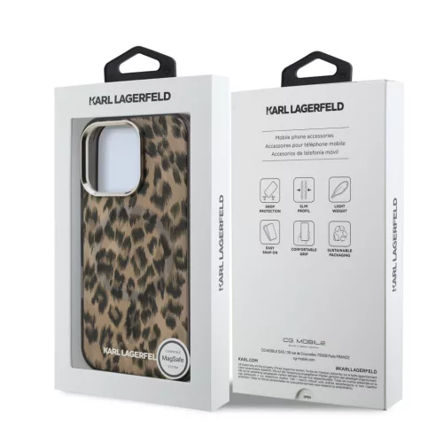 Karl Lagerfeld IML Leopard MagSafe tok, iPhone 16 Pro - barna