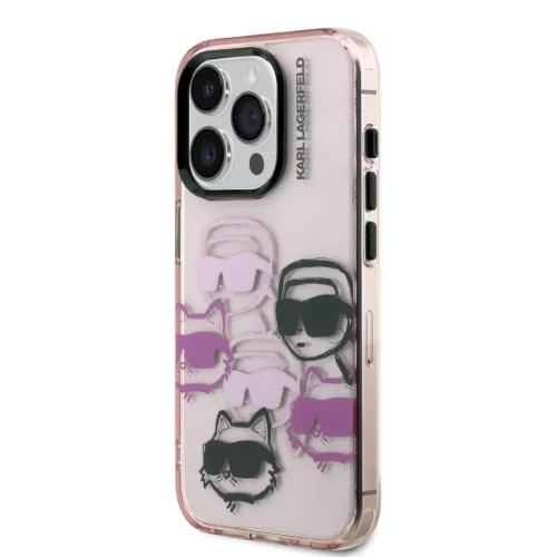 Karl Lagerfeld IML Multi K&CH Heads tok, iPhone 15 Pro Max - rózsaszín
