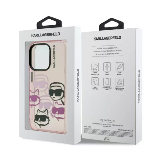 Karl Lagerfeld IML Multi K&CH Heads tok, iPhone 16 Pro - rózsaszín