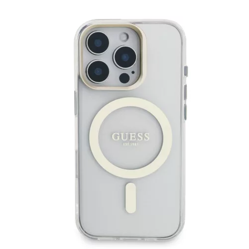Guess PC/TPU Electroplated Stand Camera Frame MagSafe tok Apple iPhone 16 Pro készülékhez – rózsaszín