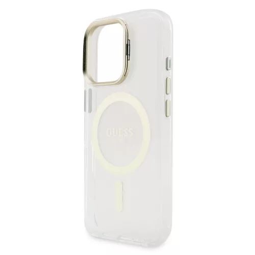 Guess PC/TPU Electroplated Stand Camera Frame MagSafe tok Apple iPhone 16 Pro készülékhez – rózsaszín