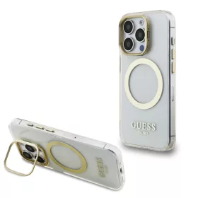   Guess IML - arany Outline Stand Camera Frame MagSafe tok, iPhone 16 Pro Max átlátszó