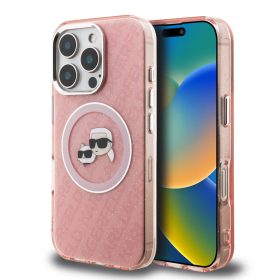   Karl Lagerfeld IML K&CH Heads Repeated Logo MagSafe tok, iPhone 16 Pro - rózsaszín