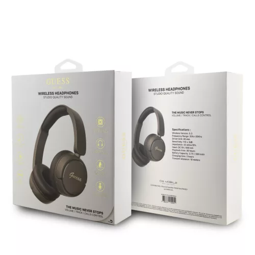 Guess Script Metal Logo Wireless Headphone Brown - barna