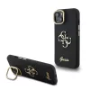 Guess PU Grained 4G Logo Stand Camera Frame tok, iPhone 15 Pro - fekete
