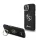 Guess PU Grained 4G Logo Stand Camera Frame tok, iPhone 15 Pro - fekete