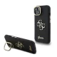 Guess PU Grained 4G Logo Stand Camera Frame tok, iPhone 15 Pro - fekete