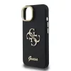 Guess PU Grained 4G Logo Stand Camera Frame tok, iPhone 15 Pro - fekete