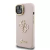 Guess PU Grained 4G Logo Stand Camera Frame tok, iPhone 15 - rózsaszín