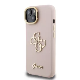   Guess PU Grained 4G Logo Stand Camera Frame tok, iPhone 15 - rózsaszín