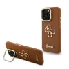 Guess PU Grained 4G Logo tok,  kihajtható állvánnyal iPhone 13 - barna