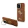 Guess PU Grained 4G Logo tok,  kihajtható állvánnyal iPhone 13 - barna