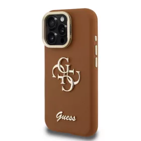   Guess PU Grained 4G Logo tok,  kihajtható állvánnyal iPhone 13 - barna