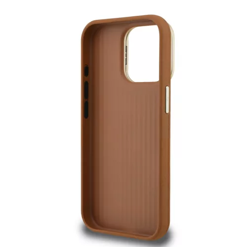 Guess PU Grained 4G Logo tok,  kihajtható állvánnyal iPhone 13 - barna