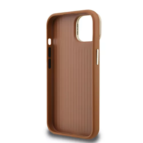 Guess PU Grained 4G Logo Stand Camera Frame tok, iPhone 15 Pro Max - barna