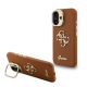 Guess PU Grained 4G Logo Stand Camera Frame tok, iPhone 16 - barna