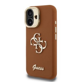   Guess PU Grained 4G Logo Stand Camera Frame tok, iPhone 16 - barna