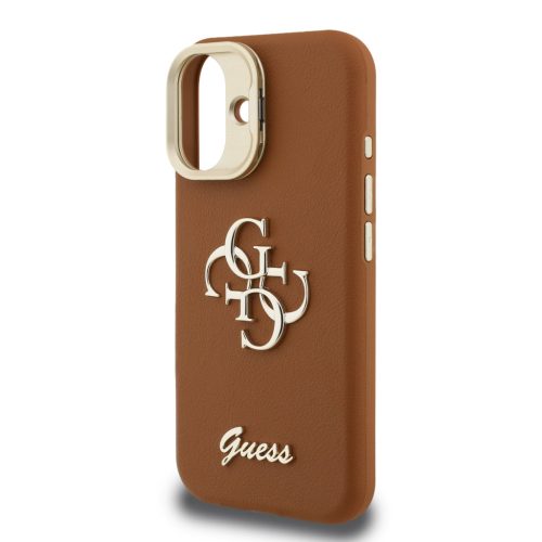 Guess PU Grained 4G Logo Stand Camera Frame tok, iPhone 16 - barna