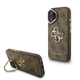   Guess PU 4G Metal Logo Stand Camera Frame tok, iPhone 16 - barna