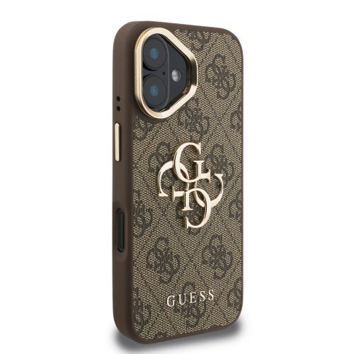 Guess PU 4G Metal Logo Stand Camera Frame tok, iPhone 16 - barna