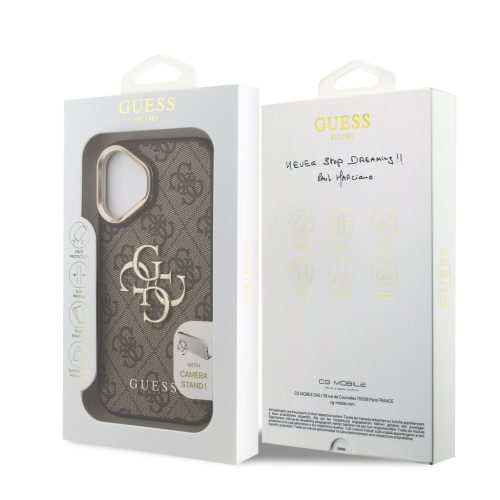 Guess PU 4G Metal Logo Stand Camera Frame tok, iPhone 16 - barna