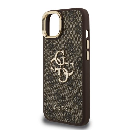 Guess PU 4G Metal Logo Stand Camera Frame tok, iPhone 16 Pro - barna