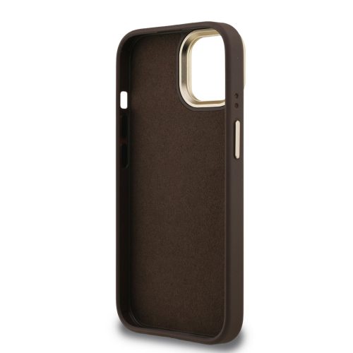 Guess PU 4G Metal Logo Stand Camera Frame tok, iPhone 16 Pro - barna