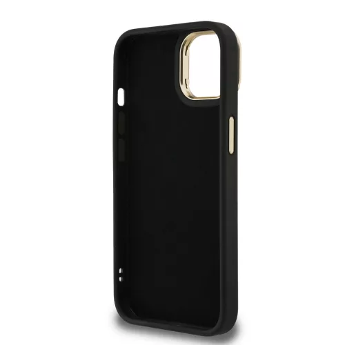 Guess PU 4G Metal Logo Stand Camera Frame tok, iPhone 15 Pro Max - fekete