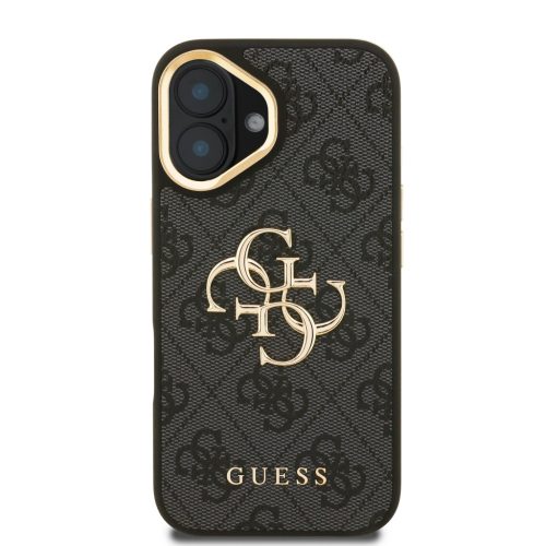 Guess PU 4G Metal Logo Stand Camera Frame tok, iPhone 16 - fekete